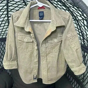 GAP Kids Whale Bone Corduroy Button Down Shirt Shacket 3T Brown Tan